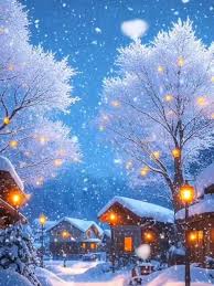 Tranquil Winter Landscape with Cherry Blossoms