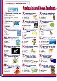 This way you can practice for your upcoming trivia and … Australia New Zealand Quiz English Esl Worksheets For Distance Learning And Physical Classrooms