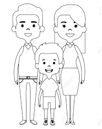 Divertida familia de un gallo, una linda gallina y un pollito, una ilustración vectorial en blanco y negro en estilo de dibujos animados para un libro para colorear poco lindo pato nada en el agua y sonríe. Dibujos De Familia Normal Para Colorear Para Colorear Pintar E Imprimir Dibujos Online Com
