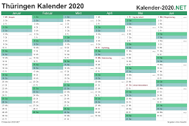 Kalender 2021 thüringen als pdf oder excel. Kalender 2020 Thuringen