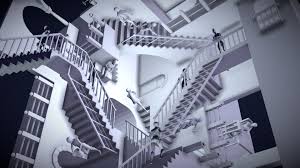 Then there are penrose's stairs, a simplified drawing that does the same trick. Escher Relativity Download Free 3d Model By Benoit Gagnier Benoitgagnier 6dccd30