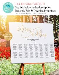 Gold Wedding Seating Chart Printable Alphabetical Seating