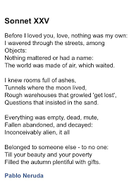 Pablo Neruda Sonnet 25 Sonnets Poem About Myself Words