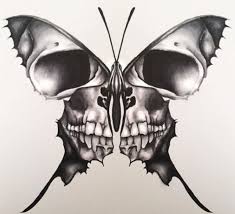 The butterfly is easy to draw and it adapts well to many colors, including monochromatic shades like black and white. Pin By Panonwan On Skulls Skull Butterfly Tattoo Skulls Drawing Butterfly Tattoo