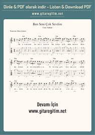 Ben Seni Cok Sevdim Gitar Nota Tab Gitaregitim Net Notalara Dokulmus Muzik Gitar Muzik Notalari