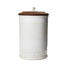 Vintage white floral ceramic hanging salt box canister pot with wood lid germany. Juliska Berry Thread Large Canister W Wood Lid White The Happy Cook