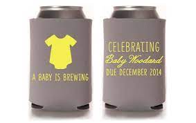 Custom Party Koozie A Baby Is Brewing Baby Shower Koozie On Etsy 67 00 Baby Shower Dad Baby Shower Bbq Baby Shower Koozies