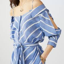 Rulylle Bleu Maje Com Robe Chemise Chemise Rayee Bleue Tenue Bleue