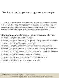 assistant property manager resume samples