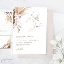 Boho Wedding Invitation Suite Pampas Grass Bohemian Wedding Invites Palm Leaves Earth Tones Desert Wedding Invitation Template 091 5 Kartu Pernikahan Undangan Pernikahan Pernikahan