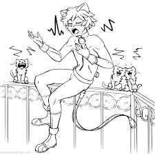 85 pictures for coloring of miraculous: Miraculous Ladybug Coloring Pages Cat Noir Is Singing Xcolorings Com
