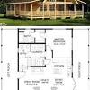 Cabin plan with a wraparound porch. 3