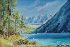 Download this free vector about landscape background with watercolor lake and inspiring message, and discover more than 12 million professional graphic resources on freepik. Small Abstract Landscape Painting Original Watercolor Splash Of Yellow Mountain And Lake Landscape Art Collectibles Painting Kientructhanhdat Com