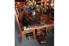 He hand selected the two inch thick mesquite for the top and specified a turquoise inlay. Mesquite Table With Turquoise Inlay Hat Creek Interiors