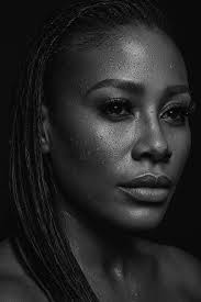 High contrast black and white portrait with lashes