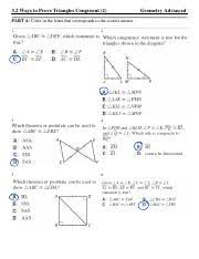 Two similar triangles are created. 3 2 Day 2 Congruent Triangles Practice Key Pdf 3 2 Ways To Prove Triangles Congruent 2 Part A Color In The Letter That Corresponds To The Correct Course Hero