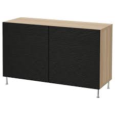 Besta White Stained Oak Effect Laxviken Stallarp Black Storage Combination With Doors 120x40x74 Cm Ikea 120x40x74 In 2020 Ikea Aufbewahrung Ikea Aufbewahrung