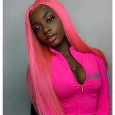 Black And Pink Lace Front Wig Gamay Hair Hot Pink Synthetic Lace Front Wigs Long Straight Synthetic Wigs For Cosplay Lace Front Wig Hairstyles Lace Front Wigs Hair Styles