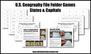 U S Geography States Capitals File Folder Game Half A Hundred Acre Wood Folder Games States And Capitals File Folder Games