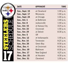 Times Dates Released For Steelers 2017 Schedule Christmas Game Set Pittsburgh Post Gazette The final two games for years after 2020 will be against the teams in the listed.