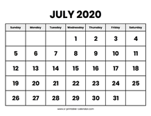 This monthly calendar is ready to print, in a4 or letter. July 2020 Calendars Printable Calendar 2020