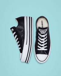 Black And White Low Top Converse Chuck Taylor All Star Shiny Metal Lift Low Top Black Black White Chuck Taylor All Star Chuck Taylors Converse Wedding Shoes