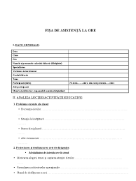 Fişă de asistenţă la lecţie. Fisa De AsistenÅ£Ä La Ore