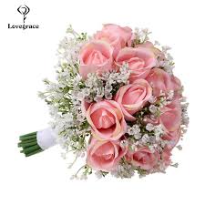 If you are decorating the ceiling or having a flower wall for people to. Lovegrace Bouquet Bride Wedding Bouquet Artificial Silk Rose Flower Fake Baby S Breath Pink Nosegay Party Prom Wedding Supplies Wedding Bouquets Aliexpress
