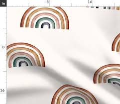 Jumbo Rainbows Ecru Background Big Rainbows Earth Tone Earthy Unisex Neutral Earth Tones Background Spoonflower