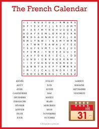 French Calendar Word Search Puzzle Learn French French Worksheets French Flashcards