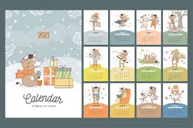 Auf kalenderpedia.de können sie aus einer vielzahl an vorlagen auswählen und sich so den für sie am besten geeigneten kalender kostenlos herunterladen und ausdrucken. Hand Gezeichneter Cartoon Stilkalender 2021 Mit Stiersymbol Des Jahres Monatliche Bullen Fur Alle Jahreszeiten Plakat Zum Drucken 1857172 Download Kostenlos Vector Clipart Graphics Vektorgrafiken Und Design Vorlagen