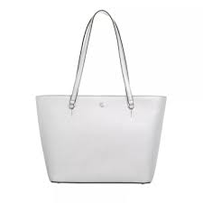 Lauren Ralph Lauren Karly Shpper Tote Medium Polished Silver