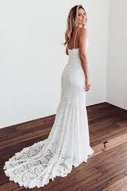 White Lace Mermaid Long Wedding Dresses Spaghetti Straps Elegant Bridal Dresses Beaut Casual Wedding Dress Simple Lace Wedding Dress Simple Wedding Dress Beach