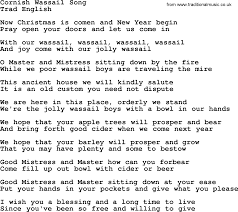 Cornish Wassail Cornwall Lyrics ღ N Wassail Songs Lyrics