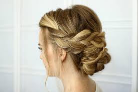 Easy and quick braided updo bun hairstyles. Soft Braided Updo