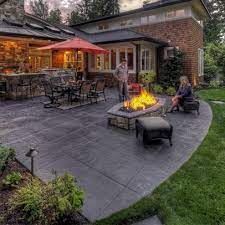 Stamped Concrete Patio Looks Like Large Pavers Concrete Patio Designs Backyard Patio Backyard Patio Designs