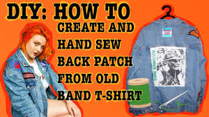 You can apply this to the back side of your plain fabric patch, converting it to an iron on patch. Diy How To Create And Hand Sew Back Patch From Old Band T Shirt Youtube