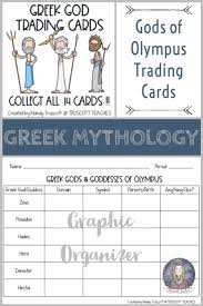 Greek Mythology 14 Greek God Goddess Trading Cards W Graphic Organizer Greek Mythology Graphic Organizers Science For Kids