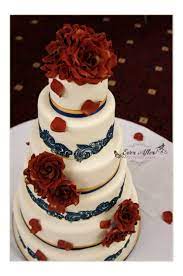 6 Tier Wedding Cake In Navy Blue Burgundy Wedding Cake Wedding Cakes Maroon Rose Gold Wedding Cakes