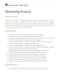 Most jobs have required skills, education, and previous experience to fill the role and this includes the data what do data integrity analysts do? Marketing Analyst Job Description