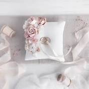 Portafedi fede nuziale cuscino anello nozze pizzo ricamato bianco 15cmx15cm. 31 06