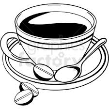 Clipart of a tea cup black and white line drawing by al 9298. Black And White Coffee Cup Vector Clipart Commercial Use Gif Jpg Png Eps Svg Ai Pdf Clipart 412994 Graphics Factory