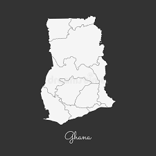 Detailed clear large political map of ghana showing cities, towns, villages, states, provinces and boundaries with neighbouring countries. Ghana Region Map White Outline On Grey Stock Vector Illustration Of Ghana Republic 94664319