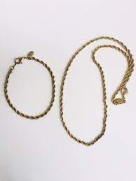 Vintage Gold Chain Necklace Bracelet Jewelry Set Etsy Jewelry Jewelry Set Gold Chains