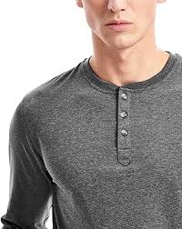 Mens Henley Shirts Long Sleeve Casual 3 Button T-Shirts Cotton Blended Tee - Product from Amazon.com