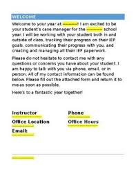 Fully Editable Parent Letter From Sped Case Manager Letter To Parents Case Management Student Information