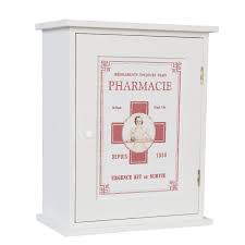 Armoire A Pharmacie Neuve Blanche A Suspendre Deco Bois 30cm Design Vintage Botiquin Madera Y Metal Pared