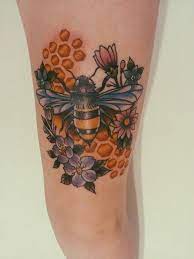 Fyeahtattoos Com Honey Bee Done By Misty Minor At Artistic Honey Comb Tattoo Sleeve Honey Bee Tattoo Neck Tattoo