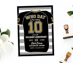 New Orleans Saints Football Birthday Invitation Football Etsy In 2020 Football Birthday Invitations Football Birthday Football Invitations