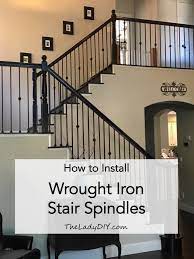 Measure the distance between rail posts. How To Install Wrought Iron Spindles The Lady Diy